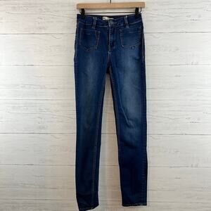 Free People Dark Wash Patch Pocket Skinny Jeans Size 25